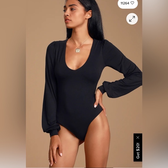 Lulu's Black Long Sleeve Bodysuit Size XS - Picture 3 of 8
